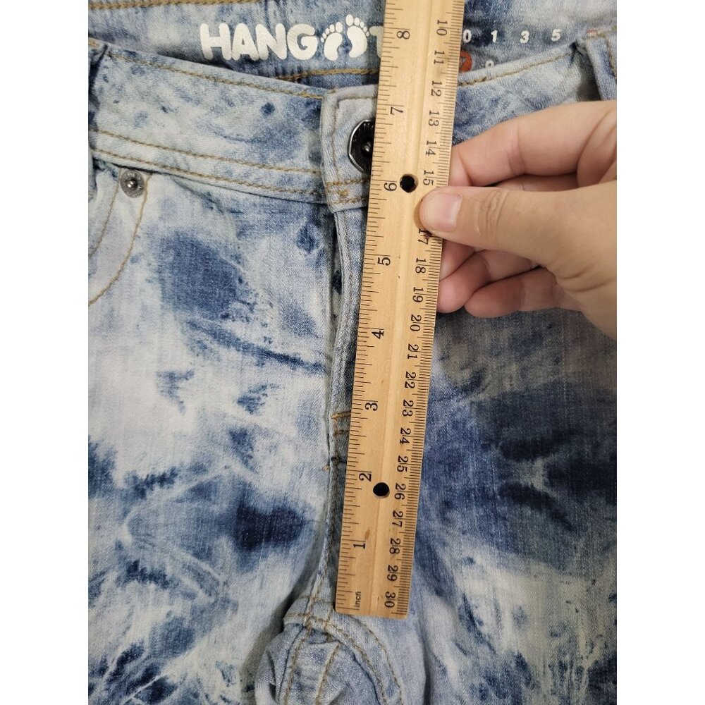 Hang Ten Juniors SZ 7 Y2K Acid Wash Bleach Dye Style Skinny Jeans - Picture 6 of 9